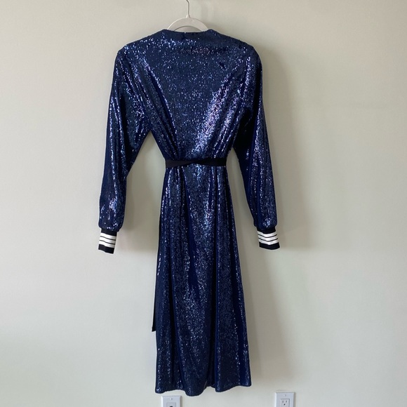 Robert Rodriguez Blue Sequin Wrap Dress Size S - Picture 3 of 8